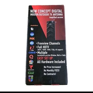 New Concept Digital Indoor/Outdoor TV Antenna Amplified Version NEW